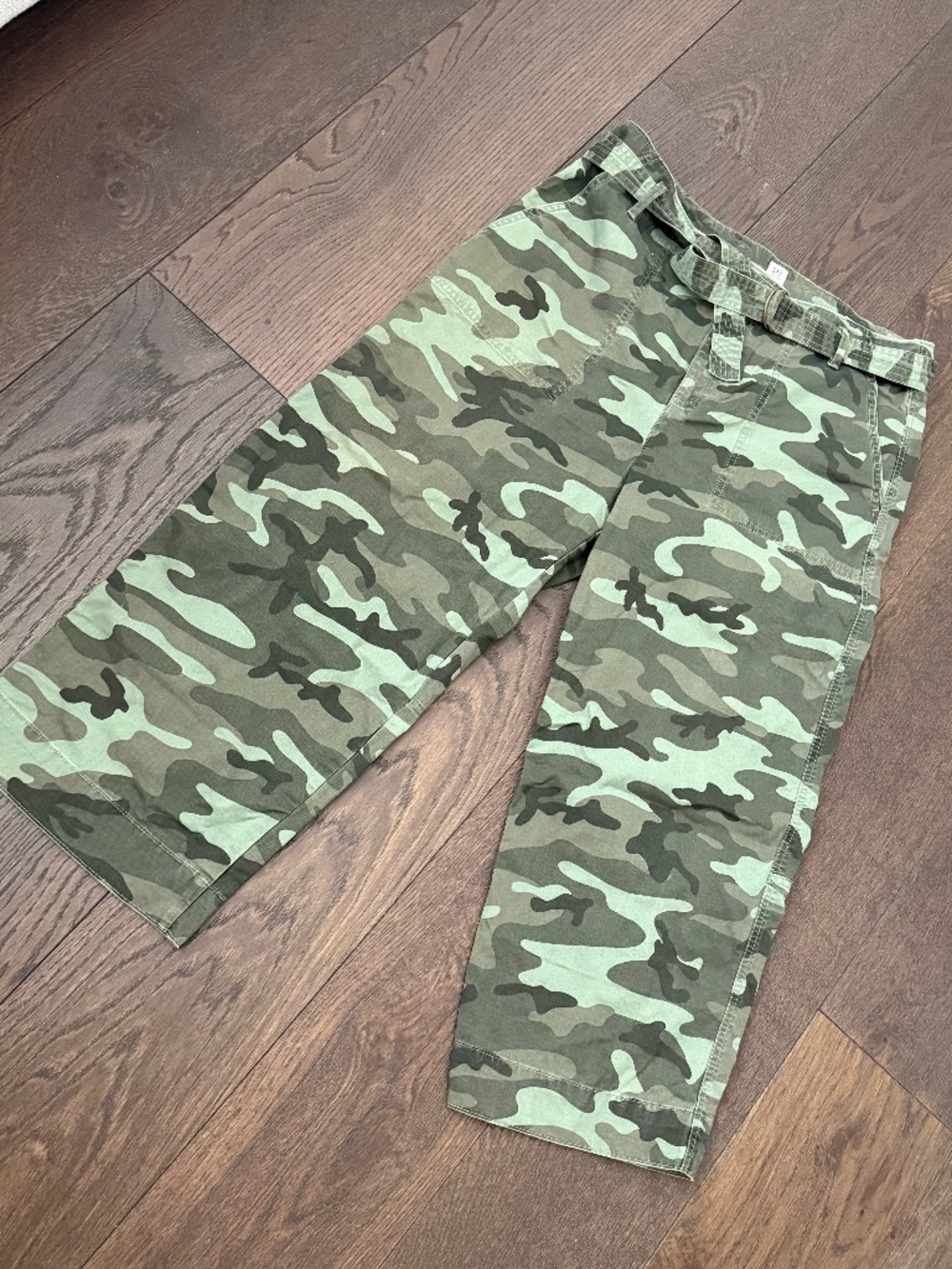 GAP for Good Camo Belted Wide-Leg Pants — Size 14